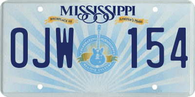 MS license plate OJW154