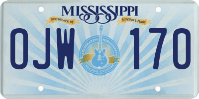 MS license plate OJW170