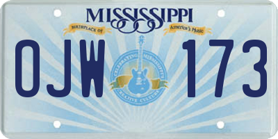 MS license plate OJW173