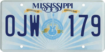 MS license plate OJW179