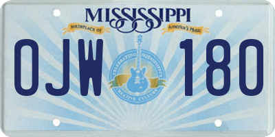 MS license plate OJW180