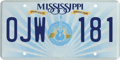MS license plate OJW181