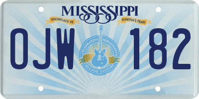 MS license plate OJW182