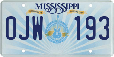 MS license plate OJW193