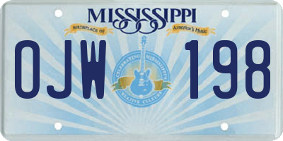 MS license plate OJW198