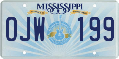 MS license plate OJW199