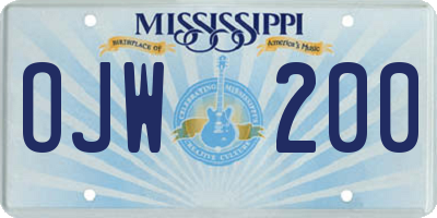 MS license plate OJW200