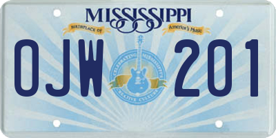 MS license plate OJW201