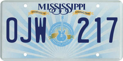 MS license plate OJW217