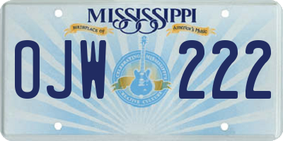MS license plate OJW222