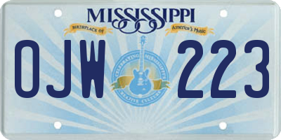 MS license plate OJW223
