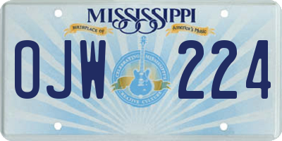 MS license plate OJW224