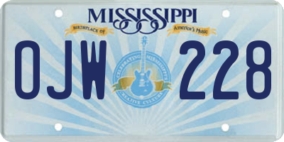MS license plate OJW228