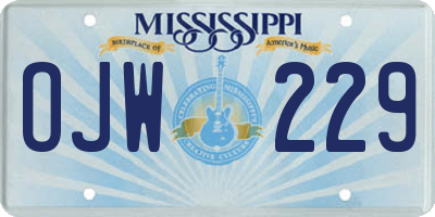 MS license plate OJW229