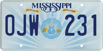 MS license plate OJW231