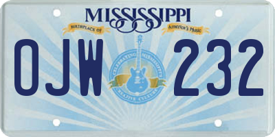 MS license plate OJW232