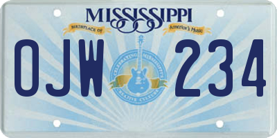 MS license plate OJW234
