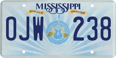 MS license plate OJW238