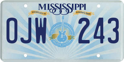 MS license plate OJW243