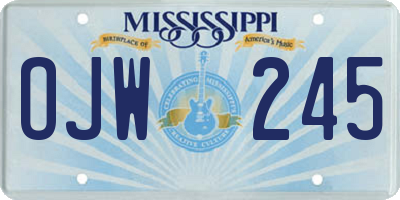 MS license plate OJW245