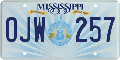 MS license plate OJW257