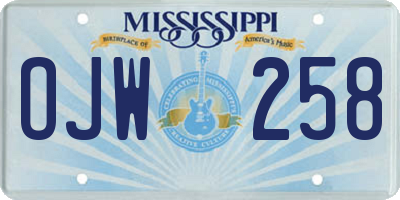 MS license plate OJW258
