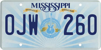 MS license plate OJW260