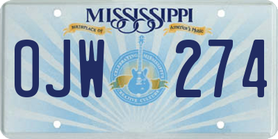 MS license plate OJW274