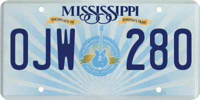 MS license plate OJW280