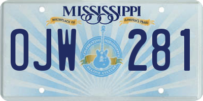 MS license plate OJW281