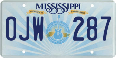 MS license plate OJW287