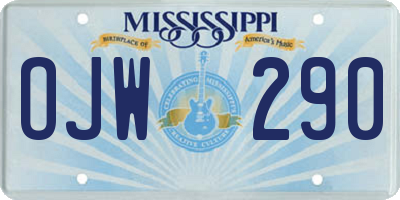 MS license plate OJW290