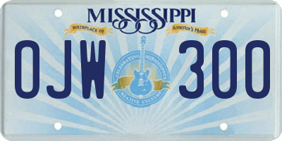 MS license plate OJW300