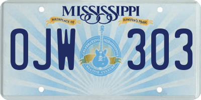 MS license plate OJW303