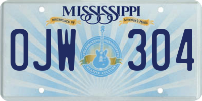 MS license plate OJW304
