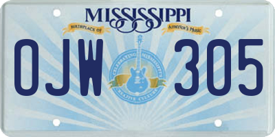MS license plate OJW305