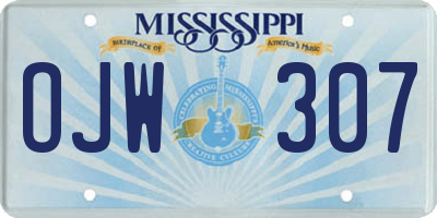 MS license plate OJW307