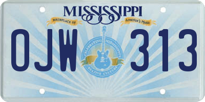 MS license plate OJW313