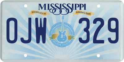 MS license plate OJW329