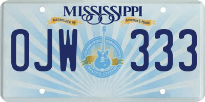 MS license plate OJW333