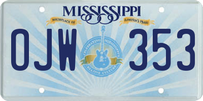 MS license plate OJW353