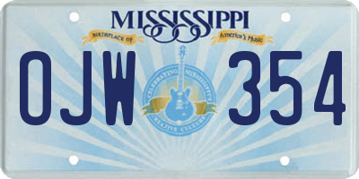 MS license plate OJW354