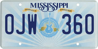 MS license plate OJW360