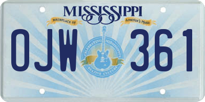 MS license plate OJW361