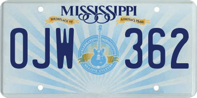 MS license plate OJW362