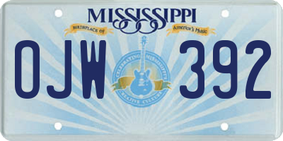 MS license plate OJW392