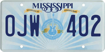 MS license plate OJW402