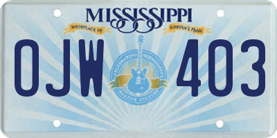 MS license plate OJW403