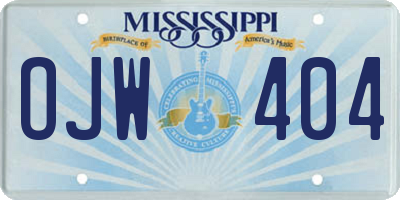 MS license plate OJW404