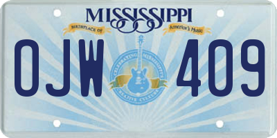 MS license plate OJW409
